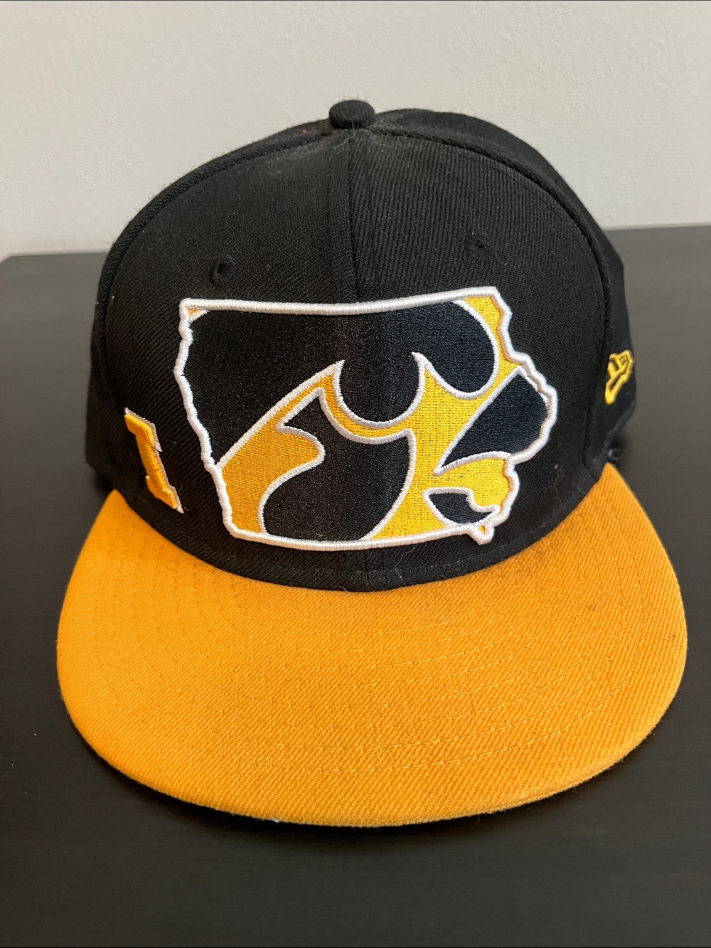 New Era Black and Gold Iowa State Outline Fitted Hat